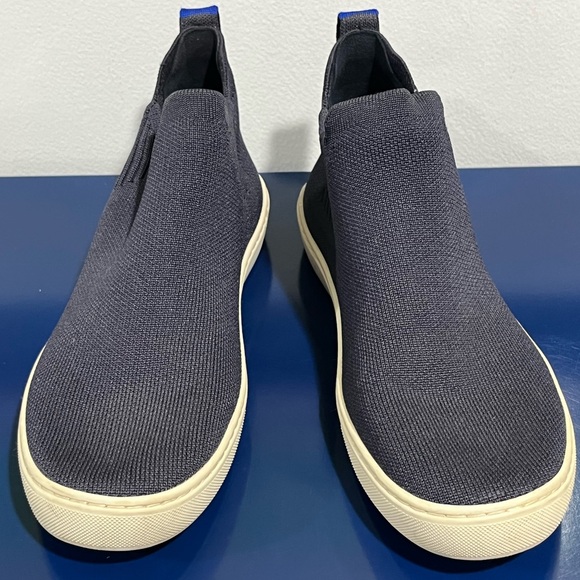 Rothys Navy Blue High Top Sneaker Chelsea Ankle Boots Sz 8.5 Womens Slip On